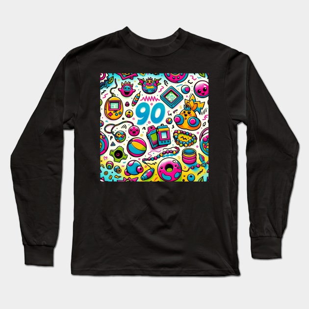 Retro 90s Vibe - Vintage Style Fashion Tee Long Sleeve T-Shirt by NedisDesign